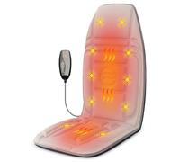 Snailax Sedile massaggiante con calore e vibrazione, 10 motori vibranti, cuscino massaggiante per schiena e collo, massaggiatore per schiena per casa ufficio, beige