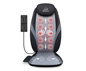 Snailax Sedile Massaggiante Shiatsu Massaggiatore Schiena con Calore Seduta Massaggiante a Vibrazione Massaggiatore Elettrico a Casa o in Ufficio