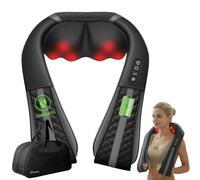 Snailax Shiatsu - Massaggiatore cervicale senza fili con calore | Massaggiatore per tessuti profondi, collo, spalle e schiena, in pelle PU, 8 nodi Shiatsu, 3 livelli, 3 modalità, per casa