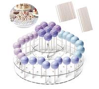 SnAILGARDEN - Espositore rotondo per cake pop, 64 fori, in acrilico, per dessert, cupcake, lecca-lecca, matrimoni, baby shower, feste di compleanno, anniversari
