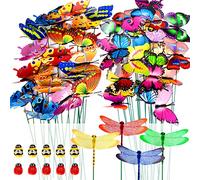 SNAILGARDEN Set di 60 Pali da Giardino con Farfalle e Libellule da Giardino, Ornamenti a Forma di Coccinella su Bastoni per Patio, Piante, Giardino, Feste,Cortile, Decorazione