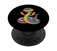 Snake Merch - Serpente da donna con simbolo della pace, motivo: serpente divertente PopSockets PopGrip Adesivo