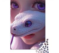 Snake Set Da 1000 Pezzi Carta Riciclata Girl And Snake Puzzle Per Adulti Facile Da Conservare Allenamento Cerebrale Fan Dei Rompicapo Divertente 52x38cm/1000pcs