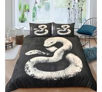 Snake tattoo artSet Di Copripiumino morbida microfibra 3 pezzi motivo 3D con cerniera Black and white illust copripiumino incluso federe aiosa ultra morbido e traspirante for bambini King（220x240cm）