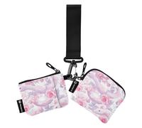 Snake White and Peach - Portamonete da donna, porta carte di credito sottile e portatile, con tasca portamonete con cerniera, per uso quotidiano, 2 confezioni de crédito para Hombre