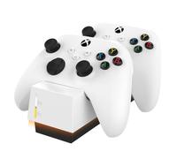 snakebyte TWIN: CHARGE X - Bianco - Licenza ufficiale Xbox One & Series X|S Controller | Ricarica rapida | Stato di ricarica LED | Stazione di ricarica doppio controller | Batteria 1100 mAh | Cavo