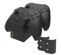 snakebyte Xbox TWIN CHARGE SX - nero - Caricatore per controller Serie X, caricatore per 2 controller wireless, 2 batterie ricaricabili 800mAh, indicatore di stato di carica a LED, design Serie X