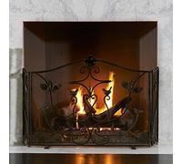 SnamicE Cancello antincendio antico per bruciatori a legna, altezza 71,1 cm/30"/32"/33"/35", accessorio per focolare con rete protettiva, 3 pannelli, altezza 80 cm, altezza 90 cm/35