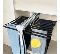 SnamicE Grucce per Pantaloni Estraibili, 3 Stili, Appendiabiti Estraibile Retrattile per Pantaloni, Asta Appendiabiti per Armadio, 10/11/22 Bracci, binari scorrevoli estensibil,Black-58.5x39.5cm