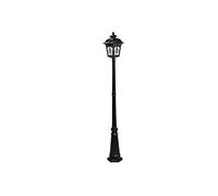 SnamicE Lampada da esterno, E27 a testa singola, palo alto, stile vintage, impermeabile IP54, lanterna in vetro pressofuso in alluminio pressofuso, lampada da giardino e strada, colore nero, altezza