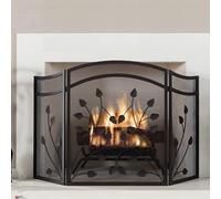 SnamicE Parafuoco nero con foglie in rete metallica, 3 pannelli per caminetto a legna e carbone, per asili nido e animali domestici, barriera a fiamma scintilla sicura per bambini, 70 cm, 75 cm