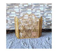 SnamicE Schermi decorativi per caminetto a tre pannelli, struttura in ferro battuto, rete metallica, piccolo schermo per camino, parascintille, 109,7 x 70,1 cm, nero e oro