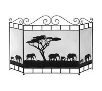 SnamicE Schermo per camino a gas Spark Guard Heavy Duty telaio tubolare in acciaio verniciato a polvere schermo camino a 3 pannelli schermo ad arco -82,3 "× 119,6" matrimonio luna piena, A, A