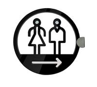 SnamicE Segnaletica per Bagno in Acrilico, segnaletica per Toilette per Uomini e Donne, segnaletica Rotonda per Porta del Bagno con Freccia, Accessori di Montaggio (A 30 cm) (A 25 cm) (B 30 cm)