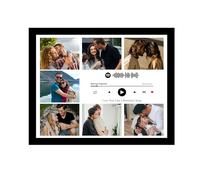 SNAP ART Cornice personalizzata con caricamento di 7 foto collage e Spotify, cornice personalizzata con scansionabile, San Valentino, compleanno, anniversario, marito, moglie, regalo personalizzato
