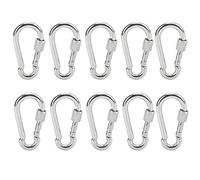 Snap Hook Stainless Steel Spring Carabiner Safety Rope Hanging Buckle Accessories Durable Strong Elastic for Outdoor Activities Mountaineering Rock Climbing 10Pcs