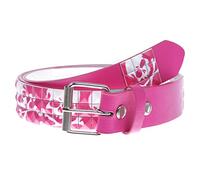 Snap On 3,5 cm Skull & Cross Bone stampato Punk Rock borchiato cintura, Rosa acceso, M-89 cm