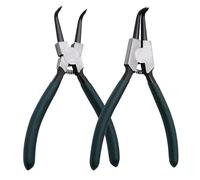 Snap Ring Pliers Set, 2pcs 7" Internal/External Circlip Pliers Kit with Bent Jaw, Heavy Duty Precision Spring Loaded Pliers for Ring Remover Retaining and Remove Hoses, Gaskets