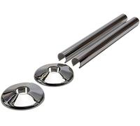 SnapFit coperture cromate per tubi radiatore - rosette per termosifoni, set 2 pezzi lunghezza 200 mm, per riscaldamento centralizzato 15 mm