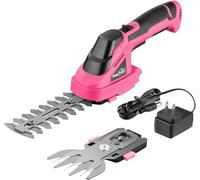 SnapFresh Forbici a Batteria per Erba 8V, Lunga Autonomia: 60 min, Tosaerba e Tagliasiepi 2 in 1 Tagliabordi a Batteria Cesoia Elettrica Taglio Larghezza 83mm Lunghezza 122mm Adatto al Giardino(Rosa)