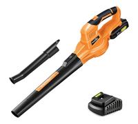 SnapFresh Soffiatore Elettrico Soffiatore a Batteria 20V Soffiatore per Foglie Parkside con Batteria e Caricabatterie 210 km/h 240m³/h / 2 Modalità /1,2kg per Foglie/Prato/Auto/Polvere (Arancione)
