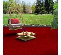 Snapstyle Kingston - Tappeto in Erba Artificiale - per Giardino, Terrazza, Balcone - Rosso - 13 Dimensioni