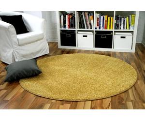 Snapstyle Mona - Tappeto Velluto a Pelo Alto - Giallo Curry - Rotondo - 4 Dimensioni