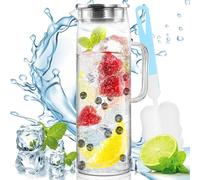 Snarflun Caraffa in Vetro 1,5 Litre Trasparente e resistente calore borraccia in vetro borosilicato, per acqua calda e fredda, il tè freddo, vino, caffè, latte e succo
