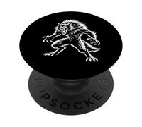 Snarling Lupo Mannaro Bestia Full-Body Horror Line Art PopSockets PopGrip Adesivo