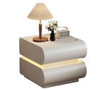 Snaweo Comodino Moderno In Legno Massello, Inteligente Mesitas de Noche, Comodino a 2 Cassetti, Moderno e Minimalista, Mobiletto Portaoggetti Intelligente, Non Richiede Montaggio(White,50cm/19.69in)