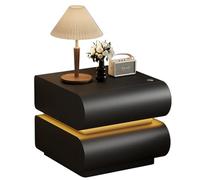 Snaweo Comodino Moderno In Legno Massello, Inteligente Mesitas de Noche, Comodino a 2 Cassetti, Moderno e Minimalista, Mobiletto Portaoggetti Intelligente, Non Richiede Montaggio(Black,45cm/17.72in)