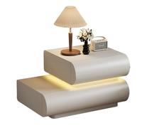 Snaweo Comodino Moderno, Inteligente Mesitas de Noche, Comodino In Microfibra, Leggero, Lussuoso e di Alta Qualità, con 2 Cassetti In Legno Massello, for Camera da Letto(White right)