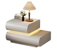 Snaweo Comodino Moderno, Inteligente Mesitas de Noche, Comodino In Microfibra, Leggero, Lussuoso e di Alta Qualità, con 2 Cassetti In Legno Massello, for Camera da Letto(White Left)