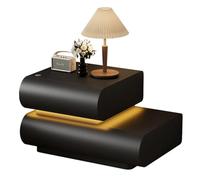 Snaweo Comodino Moderno, Inteligente Mesitas de Noche, Comodino In Microfibra, Leggero, Lussuoso e di Alta Qualità, con 2 Cassetti In Legno Massello, for Camera da Letto(Black Left)