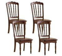 Snaweo Dining Room Chairs Retro Wooden Dining Chairs with Slatted Backrest, Classic Armless Church Chair for Restaurants/Kitchens, Church(Fabric cushion 1,4PCS)