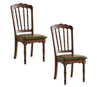 Snaweo Dining Room Chairs Retro Wooden Dining Chairs with Slatted Backrest, Classic Armless Church Chair for Restaurants/Kitchens, Church(Fabric cushion 2,2PCS)