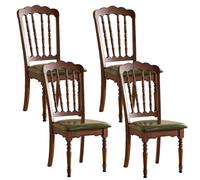 Snaweo Dining Room Chairs Retro Wooden Dining Chairs with Slatted Backrest, Classic Armless Church Chair for Restaurants/Kitchens, Church(Fabric cushion 2,4PCS)