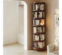 Snaweo Rotating Bookshelf Tower, Solid Wood Bookshelf on Wheels