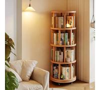 Snaweo Rotating Bookshelf Tower, Solid Wood Bookshelf on Wheels