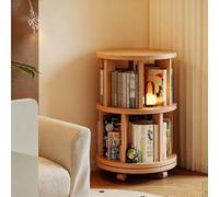 Snaweo Rotating Bookshelf Tower, Solid Wood Bookshelf on Wheels