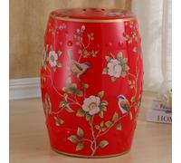 Snaweo Sgabello a Tamburo In Ceramica con Decorazioni Floreali Uccelli Dipinte a Mano In Stile Chinoiserie, Sgabello Decorativo da Giardino Smaltato e Traforato(Color 10)