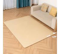 Snaweo Tappetino Riscaldante Elettrico in Grafene, Riscaldatore a Pavimento Radiante a Infrarossi, Scaldapiedi sotto La Scrivania, con Termostato e Timer for Soggiorno(Beige,150x180cm/59.06x70.87in)