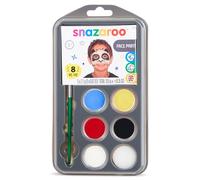 Snazaroo 1172213 Summer Make-up Colour Set, tavolozza trucco con pennello, spugna e istruzioni, 5 colori: nero, bianco, rosso, giallo, blu