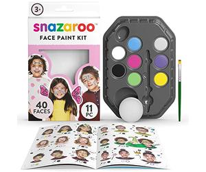 Snazaroo 1180137 Set per il trucco con 8 colori a base d'acqua per viso e corpo con spugna, pennello e istruzioni - Fantasia
