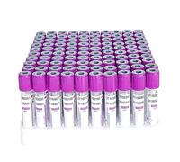 SNBGRYE 100 Provette Vacutainer, Provette in Vetro EDTA K2 da 2ml/5ml/10ml, con Tappi A Vite Viola + Etichette, per Laboratori,5ml