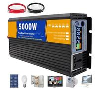 SNBGRYE Inverter A Onda Sinusoidale Pura (3000W - 8000 W), Inverter di Potenza da CC 12v/24v/48v/60v/72v A CA 110v/220v, Display LCD + Presa Universale, per Casa, Camper, Campeggio,5000W-24Vto110V