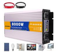 SNBGRYE Inverter A Onda Sinusoidale Pura (3000W - 8000 W), Inverter di Potenza da CC 12v/24v/48v/60v/72v A CA 110v/220v, Display LCD + Presa Universale, per Casa, Camper, Campeggio,8000W-24Vto220V