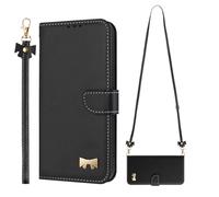 SNCLET Borsa da Collo per Cellulare Donna per Honor Magic 6 Lite 5G Custodia Flip Cover in Pelle PU Portafoglio con Porta Carte Mobile Phone Holder, Shoulder Strap per Honor Magic 6 Lite 5G,Nero