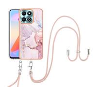 SNCLET Bumper Cover per Honor X6b Custodia con Collana Regolabile Crossbody Cover con Lanyard Collana Antiurto Anti Scratch TPU Edges Necklace Case per Honor X6b Telefono Custodia,Rosa D'oro