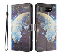SNCLET Cover per Asus ROG Phone 7 Flip Custodia a Libro Pelle PU con Interno in TPU,Supporto Integrato,Cinturino da Polso,Cover Protettiva con Motivo Retrò per Asus ROG Phone 7,Ali Di Farfalla